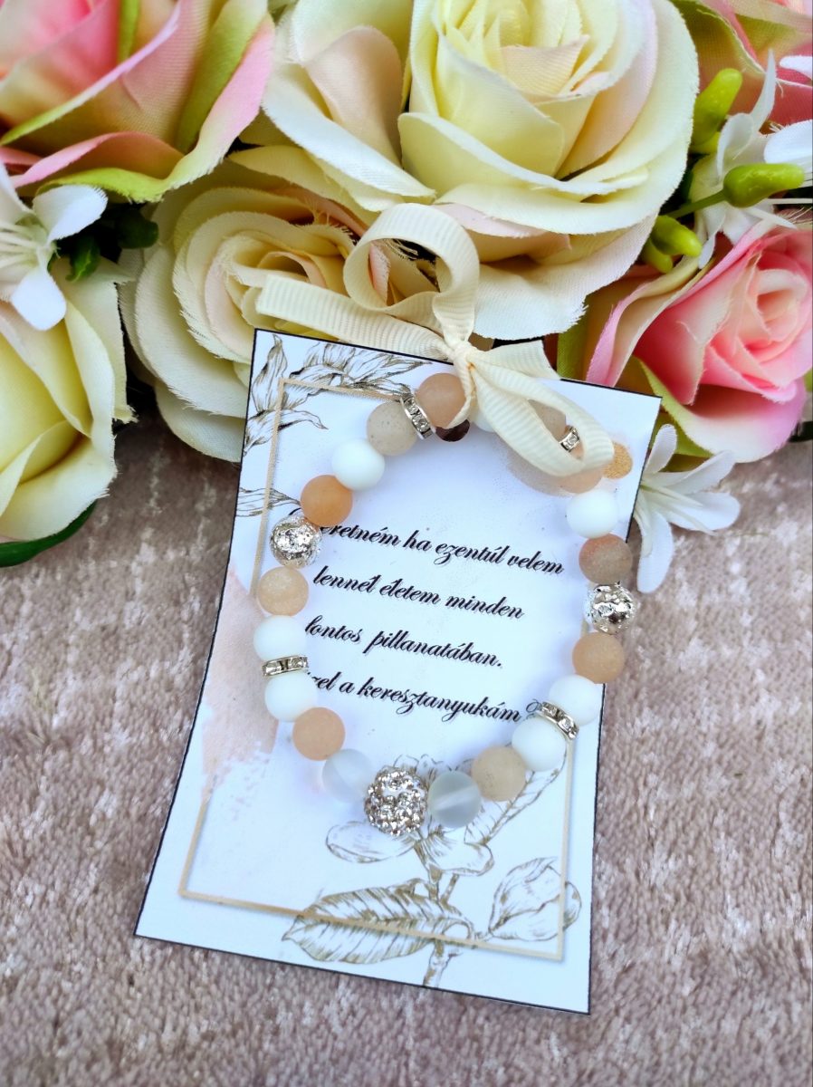 Keresztanya felkérő nude karkötő